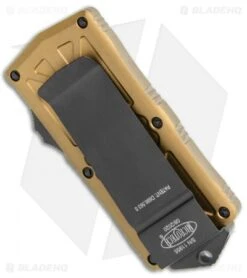 Microtech Exocet Dagger CA Legal OTF Champagne Gold (1.9" Black Serr) 157-2 CG -Blade HQ Shop Microtech Exocet Dagger CA Legal OTF Auto Champagne Gold Black Serr 157 2CG BHQ 116139 jr side