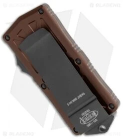 Microtech Exocet Dagger CA Legal OTF Automatic Knife Tan (1.9" Black Serr) -Blade HQ Shop Microtech Exocet Dagger CA Legal OTF Auto Tan Black Serr 157 2TA BHQ 116138 jr side