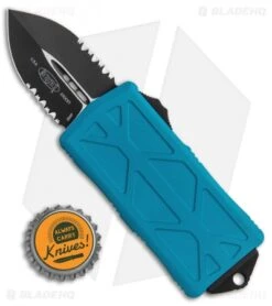 Microtech Exocet Dagger CA Legal OTF Automatic Knife Teal (1.9" Black Serr) -Blade HQ Shop Microtech Exocet Dagger CA Legal OTF Auto Turquoise Black Serr 157 2TQ BHQ 115028 jr bottlecap
