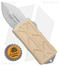 Microtech Exocet Dagger CA Legal OTF Automatic Knife Champagne (1.9" Stonewash) -Blade HQ Shop Microtech Exocet Dagger CA Legal OTF Automatic Knife Champagne 1.9in SW 157 10CG BHQ 110879 LS Bottlecap