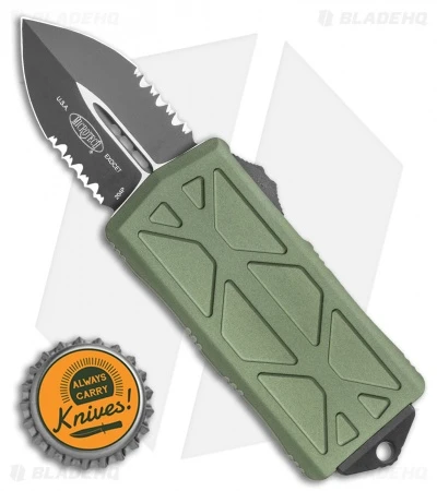 Microtech Exocet Dagger CA Legal OTF Automatic Knife OD Green (1.9" Black Serr) 6 Microtech Exocet Dagger CA Legal OTF Automatic Knife OD Green (1.9" Black Serr) - Image 4