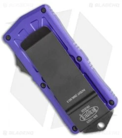 Microtech Exocet Dagger CA Legal OTF Automatic Knife Purple (1.9" Black Serr) -Blade HQ Shop Microtech Exocet Dagger CA Legal OTF Automatic Knife Purple 1.9in Black Serr 157 2PU BHQ 115730 LS Side
