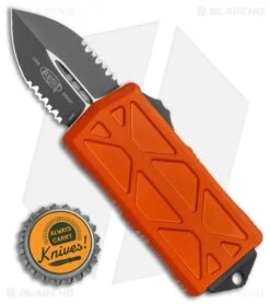 Microtech Exocet Dagger CA Legal OTF Automatic Orange (1.9" Black Serr) 157-2OR -Blade HQ Shop Microtech Exocet Dagger CA Legal OTF Automatic Orange 1.9in Black Serr 157 2 OR BHQ 115648 LS Bottlecap