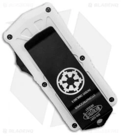Microtech Exocet Tanto Stormtrooper CA Legal OTF Automatic Knife (1.9" White) -Blade HQ Shop Microtech Exocet Storm Trooper CA Legal OTF Automatic Knife Tanto 1.9 White BHQ 134518 LS Side