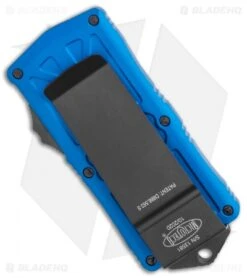 Microtech Exocet Tanto T/E CA Legal OTF Automatic Blue (1.9" Black) 158-1BL -Blade HQ Shop Microtech Exocet Tanto T E CA Legal OTF Automatic 1.9 158 1BL BHQ 117653 LS Side