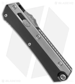 Microtech Glykon Signature Series OTF Auto Knife Black Aluminum + Ti (3.75" SW) -Blade HQ Shop Microtech Glykon DE OTF Auto Black SW BHQ 174403 jr spine