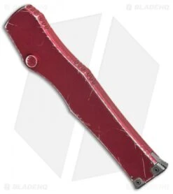 Microtech Halo VI Hellhound OTF Knife Red Distressed (4.4" Apocalyptic) -Blade HQ Shop Microtech Halo VI Hellhound OTF Red Distressed Apocalyptic 519 10DRD BHQ 93007 jr side