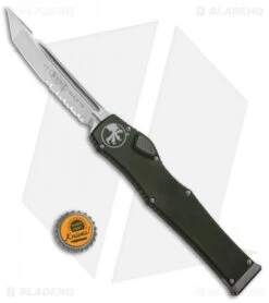 Microtech Halo VI Tanto OTF Automatic Knife OD Green (4.4" Satin Serr) 250-5 OD -Blade HQ Shop Microtech Halo VI Tanto OTF Auto OD Green Satin Serr 250 5 OD BHQ 90977 jr bottlecap