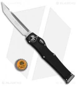 Microtech Halo VI Tanto OTF Automatic Knife Black (4.4" Satin) 250-4 -Blade HQ Shop Microtech Halo VI Tanto OTF Black Satin 250 4 BHQ 84173 jr bottlecap 1
