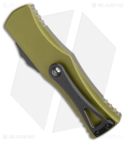 Microtech Hera S/E OTF Automatic Knife OD Green (3.1" Black) -Blade HQ Shop Microtech Hera SE Partial Serr OTF Auto OD Green Black BHQ 178762 jr side