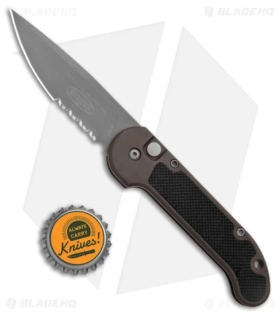 Microtech LUDT Automatic Knife Black Aluminum (4" Bead Blasted Serrated ATS-34) 6 Microtech LUDT Automatic Knife Black Aluminum (4" Bead Blasted Serrated ATS-34) - Image 4
