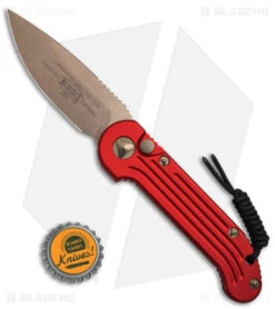 Microtech LUDT Automatic Knife Red (3.4" Bronze) 135-13RD -Blade HQ Shop Microtech LUDT Automatic Knife Red 3in Bronze BHQ 50130 td size