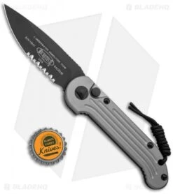 Microtech LUDT Gray Automatic Knife (3.4" Black Serr) 135-2GY -Blade HQ Shop Microtech LUDT Gray Auto Black Serr 135 2GY BHQ 10567 jr bottlecap