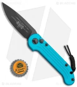 Microtech LUDT Automatic Knife Turquoise (3.4" Black) 135-1TQ -Blade HQ Shop Microtech LUDT Turq Black 135 1TQ BHQ 69020 jr bottlecap 1
