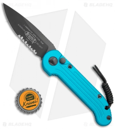 Microtech LUDT Automatic Knife Turquoise (3.4" Black Serr) 135-2TQ 6 Microtech LUDT Automatic Knife Turquoise (3.4" Black Serr) 135-2TQ - Image 4