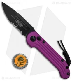 Microtech LUDT Automatic Knife Violet (3.4" Black Serr) 135-2VI -Blade HQ Shop Microtech LUDT Violet Black Serr 135 2VI BHQ 68510 jr bottlecap