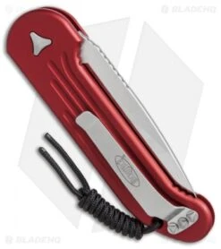 Microtech LUDT Automatic Knife Red (3.4" Satin) 135-4RD -Blade HQ Shop Microtech LUDT red satin 135 4RD BHQ 51949 er side