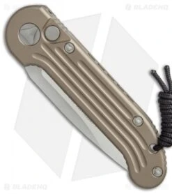 Microtech LUDT Automatic Knife Tan (3.4" Satin Serr) 135-5TA -Blade HQ Shop Microtech LUDT tan satin serr 135 5TA BHQ 52060 er spine