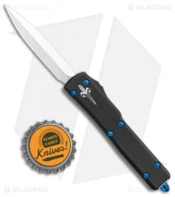 Microtech Marfione Custom UTX-70 Knife D/A Dagger Automatic Blue Ti (Mirror) -Blade HQ Shop Microtech Marfione Custom UTX 70 DA Dagger Auto Blue Ti Mirror BHQ 105405 jr bottlecap