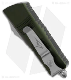 Microtech Mini Troodon Hellhound SS Automatic OTF Knife OD Green (1.9" SW) -Blade HQ Shop Microtech Mini Troodon Hellhound SS Automatic OTF Knife OD Green 1in SW BHQ 181948 td side