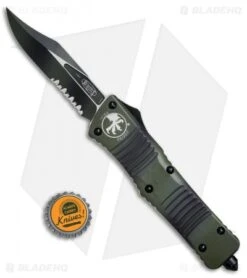 Microtech Combat Troodon Bowie OTF Automatic Knife (3.8" Green Camo Serr) -Blade HQ Shop Microtech OTF Combat Troodon Bowie Green Camo Serr 146 2GC BHQ 68507 jr bottlecap
