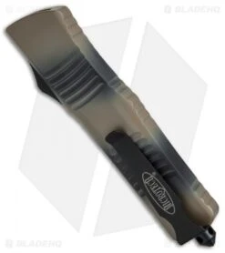 Microtech Combat Troodon Bowie OTF Automatic Knife (3.8" Tan Camo) 146-1TC -Blade HQ Shop Microtech OTF Combat Troodon Bowie Tan Camo 146 1TC BHQ 68508 jr side