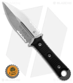 Microtech SBD Dagger Fixed Blade Knife Black (4.4" SW Double Serrated) 201-11 -Blade HQ Shop Microtech SBD Dagger Fixed Blade Knife Black 4.4in Stonewash Serrated BHQ 181781 hd size