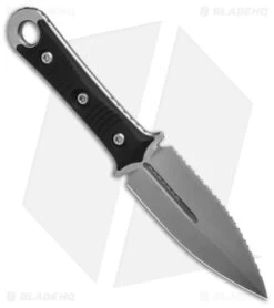 Microtech Borka SBD Dagger Fixed Blade Knife Black G-10 (4.4" Stonewash Serr) -Blade HQ Shop Microtech SBD SW FS Dagger FB Knife Black G10 4in SW BHQ 143303 td spine