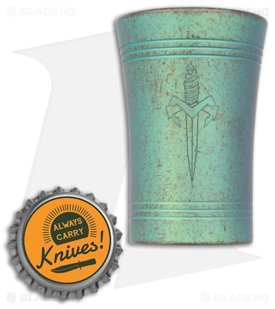 Microtech Shot Glass BL 1 Dagger Antique Green Titanium 4 Microtech Shot Glass BL 1 Dagger Antique Green Titanium - Image 2