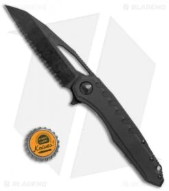 Microtech Sigil MK6 Frame Lock Knife Black (3.75" Black DLC Full Serr) -Blade HQ Shop Microtech Sigil MK6 FL Black Black Full Serr 196 3DLCT BHQ 75226 jr bottlecap