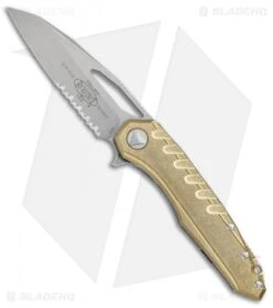 Microtech Sigil MK6 Frame Lock Knife Brass (3.75" Apocalyptic Serr)