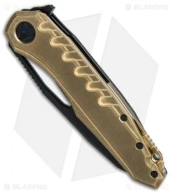 Microtech Sigil MK6 Frame Lock Knife Brass/Black (3.75" DLC Full Serr) -Blade HQ Shop Microtech Sigil MK6 brass dlc full serr BHQ 75886 er spine