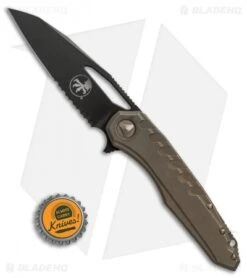 Microtech Sigil MK6 Frame Lock Knife Bronzed Titanium (3.75" DLC Serr) -Blade HQ Shop Microtech Sigil bronzed ti DLC serr BHQ 71375 er size