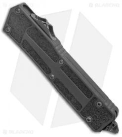 Microtech Signature Series Scarab II Dagger OTF Knife Black (3.75" Black DLC) -Blade HQ Shop Microtech Signature Series Scarab II Dagger OTF Black Black DLC BHQ 138222 jr spine