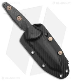 Microtech Signature Series Socom Alpha Mini Tanto Fixed CF (3.8" Black Serr) -Blade HQ Shop Microtech Signature Series Socom Alpha Mini Tanto CF Black BHQ 176470 jr sheath