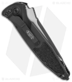 Microtech Socom Elite Automatic Knife Black (4" Tactical Full Serr) 161A-3T -Blade HQ Shop Microtech Socom Elite Auto Black Tanto Tactical Full Serr 161A 3T BHQ 139138 jr side