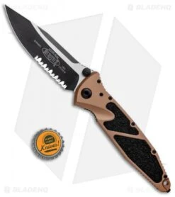 Microtech Socom Elite Manual Knife Tan (4" Black Serr) 160-2TA -Blade HQ Shop Microtech Socom Elite Manual Tan Black Serr 160 2TA BHQ 10391 jr bottlecap