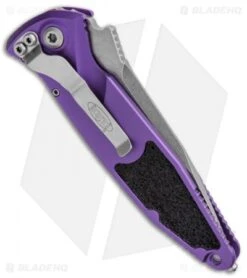 Microtech Socom Elite S/E Automatic Knife Purple (4" Stonewash) 160A-10PU -Blade HQ Shop Microtech Socom Elite SE Auto Purple SW 160A 10PU BHQ 105169 jr side