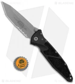 Microtech Socom Elite T/E Partial Serrated Tanto (4" Apocalyptic) 161-11 AP -Blade HQ Shop Microtech Socom Elite TE Black Partial Serr Tanto Apocalyptic BHQ 131521 jr bottlecap
