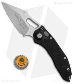 Microtech Stitch Automatic Knife Black (3.75" Stonewash) 169-10 -Blade HQ Shop Microtech Stitch Black SW 169 10 BHQ 71981 jr bottlecap 1