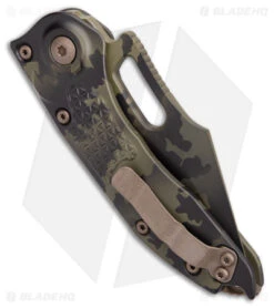 Microtech Stitch Signature Series Automatic Knife Olive Camo (3.75" Camo Serr) -Blade HQ Shop Microtech Stitch Signature Series Auto Olive Camo Camo Serr BHQ 179043 jr side