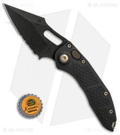 Microtech Stitch Automatic Knife Black (3.75" Apocalyptic DLC Serr) 169-2 DLC -Blade HQ Shop Microtech Stitch black apocalyptic DLC serr BHQ 71366 er size