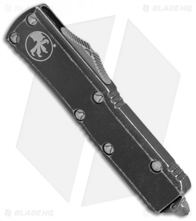 Microtech T/E OTF Tanto Automatic Knife Distressed Black (3.1" Apocalyptic) 4 Microtech T/E OTF Tanto Automatic Knife Distressed Black (3.1" Apocalyptic) - Image 2