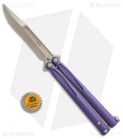 Microtech Tachyon III Balisong Butterfly Purple (4.5" Bronze) 173-13PU -Blade HQ Shop Microtech Tachyon 3 Purple Bronze BHQ 67714 jr bottlecap