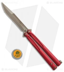 Microtech Tachyon III Balisong Butterfly Red (4.5" Bronze) 173-13RD -Blade HQ Shop Microtech Tachyon 3 Red bronze BHQ 67823 jr bottlecap