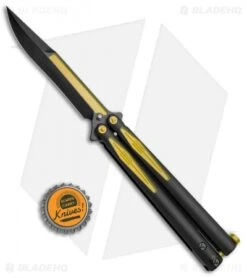 Microtech Tachyon III Balisong Butterfly Knife BM (4.5" Black/Yellow) 173-1BM -Blade HQ Shop Microtech Tachyon III Balisong Butterfly BM Black Yellow 173 1BM BHQ 71983 jr bottlecap