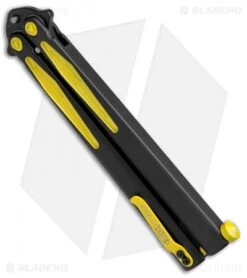 Microtech Tachyon III Balisong Butterfly Knife BM (4.5" Black/Yellow) 173-1BM -Blade HQ Shop Microtech Tachyon III Balisong Butterfly BM Black Yellow 173 1BM BHQ 71983 jr side