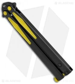 Microtech Tachyon III Balisong Butterfly Knife BM (4.5" Black/Yellow) 173-1BM -Blade HQ Shop Microtech Tachyon III Balisong Butterfly BM Black Yellow 173 1BM BHQ 71983 jr spine