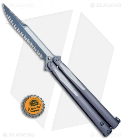 Microtech Tachyon III Balisong Butterfly Knife (4.5" Gray Full Serr) 173-D3GW 6 Microtech Tachyon III Balisong Butterfly Knife (4.5" Gray Full Serr) 173-D3GW - Image 4