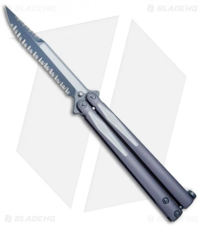 Microtech Tachyon III Balisong Butterfly Knife (4.5" Gray Full Serr) 173-D3GW 3 Microtech Tachyon III Balisong Butterfly Knife (4.5" Gray Full Serr) 173-D3GW